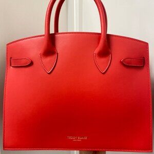 Teddy Blake Kate Stampatto 12" Italian Leather Handbag in Red, New without Tag